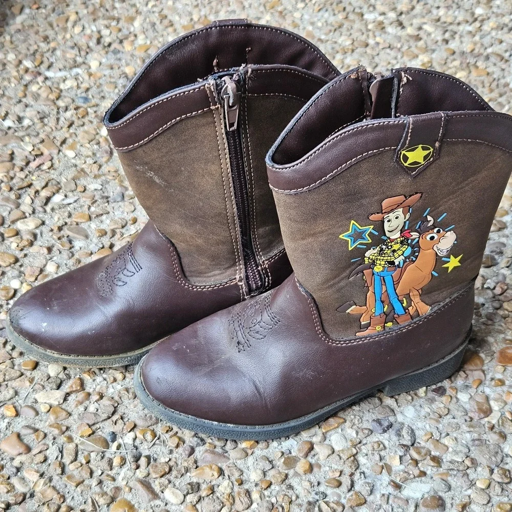 Disney‎ Pixar Toy Story Woody Bullseye Toddler Cowboy Boots Size 11 Brown